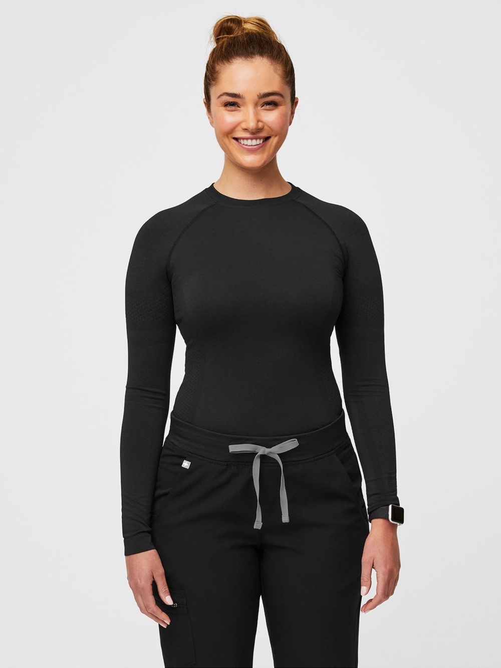 FIGS Black Salta Seamless Longsleeve Underscrub